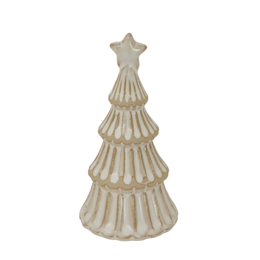 White - Front - Hill Interiors Ceramic Layered Tree Christmas Decoration