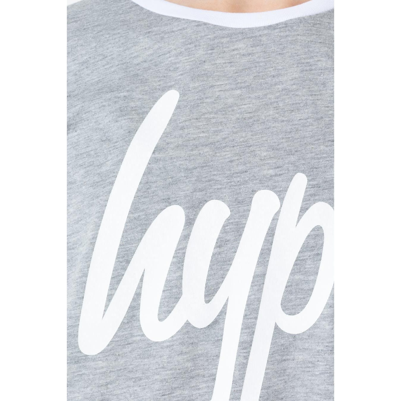 Grey - Side - Hype Childrens-Kids Ringer Crop Top