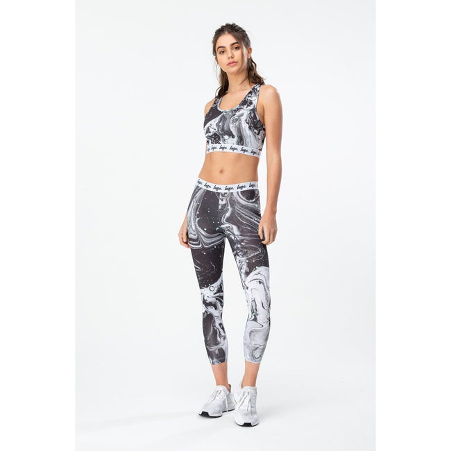 Black-White - Back - Hype Womens-Ladies Marble Bralette