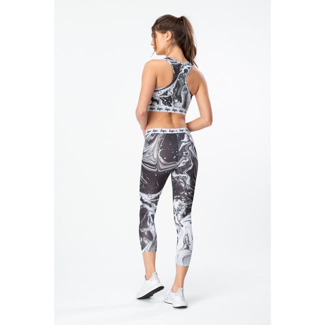Black-White - Side - Hype Womens-Ladies Marble Bralette