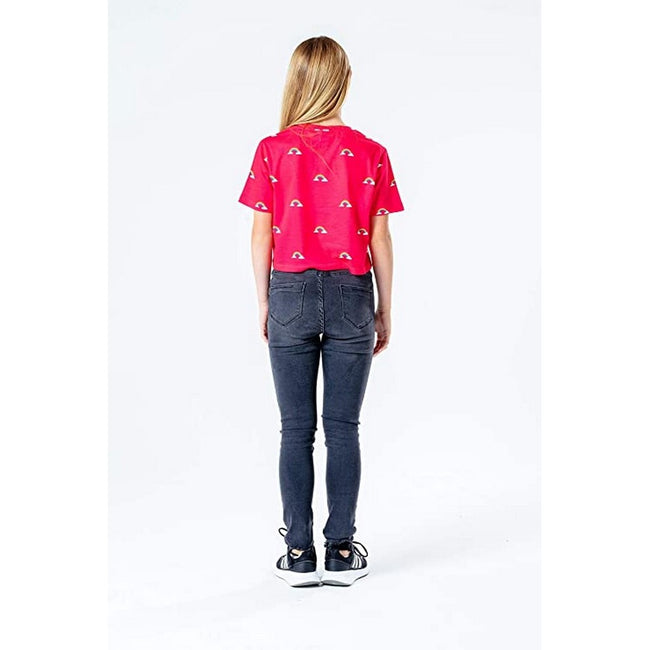 Pink-White - Side - Hype Childrens-Kids Disty Rainbow Crop Top