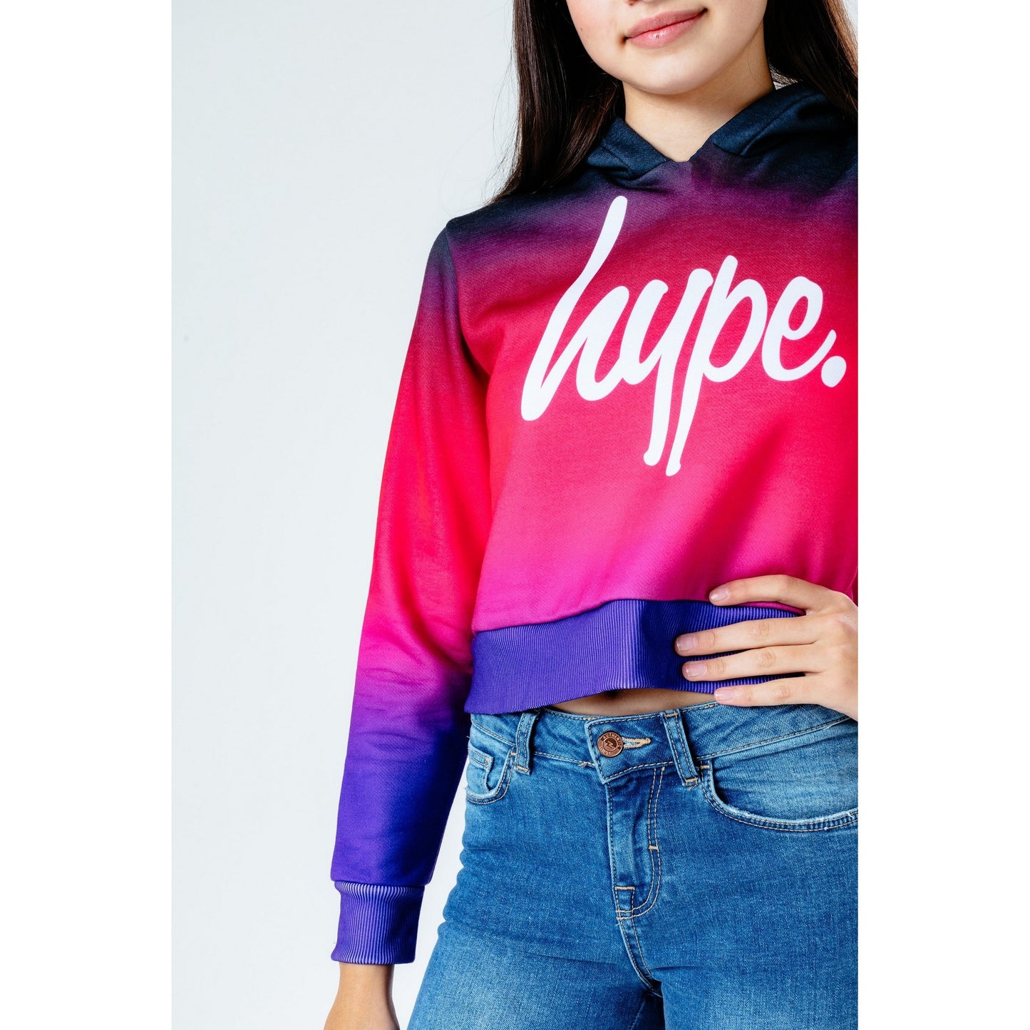 Pink-Blue-Purple - Lifestyle - Hype Girls Pretty Fade Cropped Hoodie