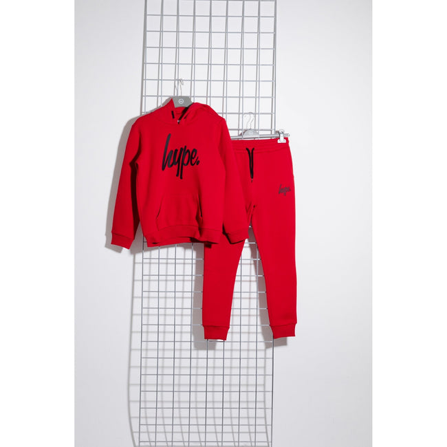 Red-Black - Lifestyle - Hype Childrens-Kids Script Hoodie And Joggers Set