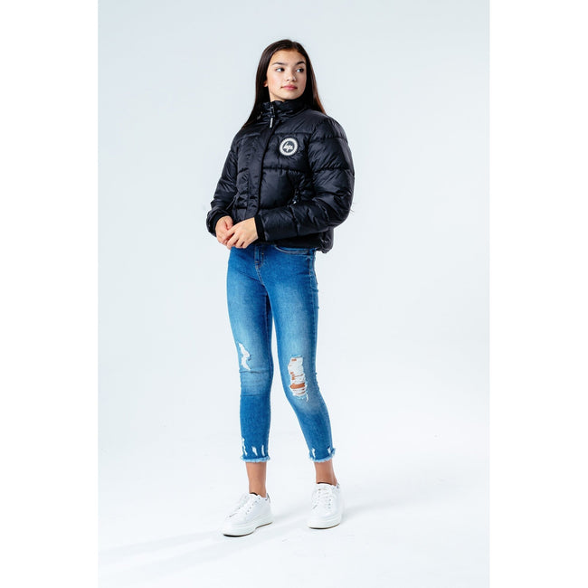 Black - Back - Hype Girls Cropped Puffer Jacket
