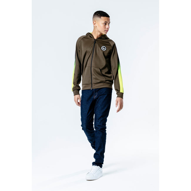 Khaki-Black-Neon Green - Back - Hype Childrens-Kids Fade Track Jacket