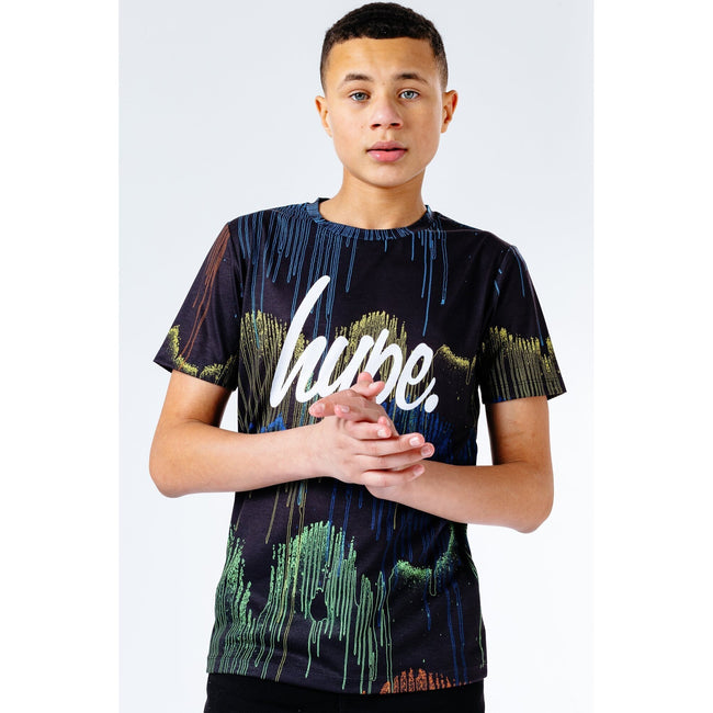 Black-Multicoloured - Back - Hype Childrens-Kids Rainbow Drips T-Shirt
