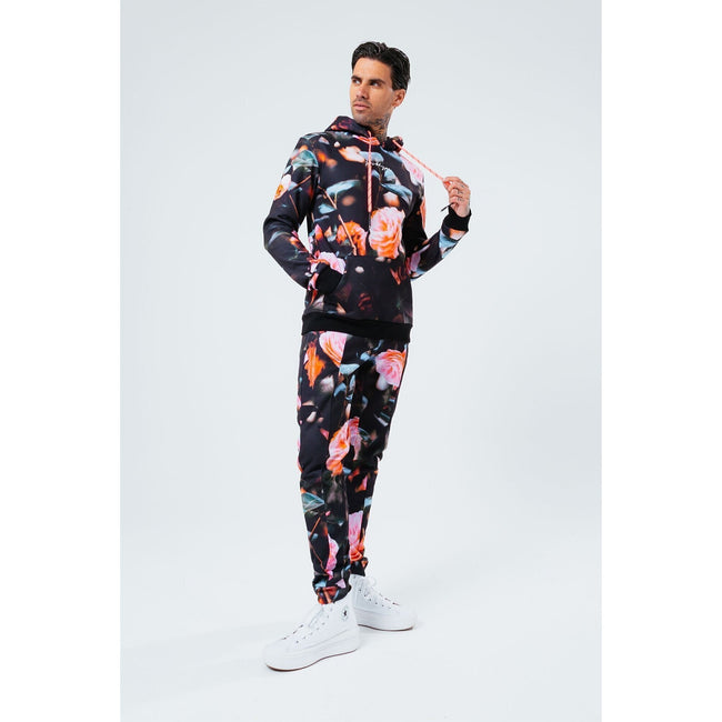 Black-Orange-Light Blue - Side - Hype Mens Rose Pullover Hoodie