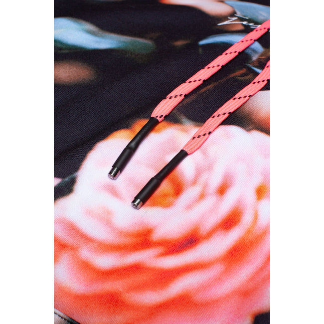 Black-Orange-Light Blue - Close up - Hype Mens Rose Pullover Hoodie