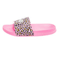 Pink-Black - Back - Hype Childrens-Kids Disco Leopard Sliders
