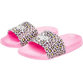 Pink-Black - Side - Hype Childrens-Kids Disco Leopard Sliders
