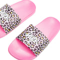 Pink-Black - Close up - Hype Childrens-Kids Disco Leopard Sliders