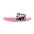 Pink-Black - Front - Hype Childrens-Kids Disco Leopard Sliders