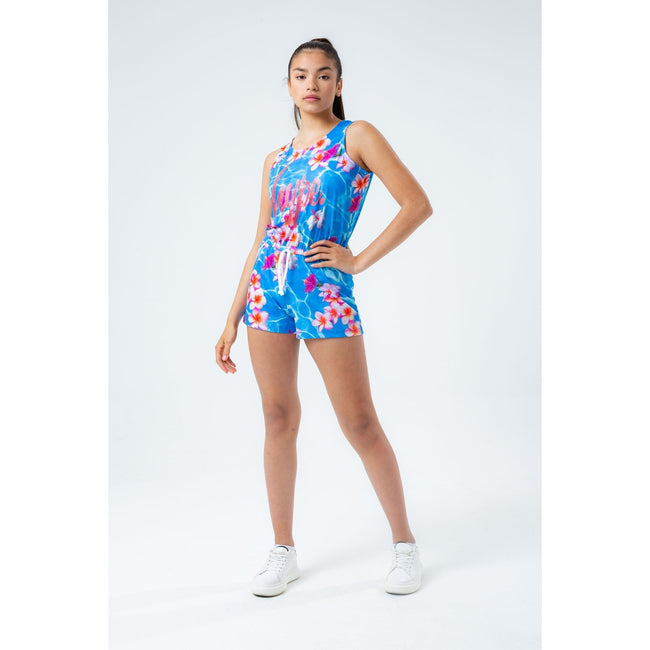 Blue-Pink - Back - Hype Girls Hawaii Pool Playsuit