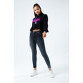 Black-Pink - Back - Hype Girls Holo Script Cropped Pullover Hoodie