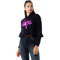 Black-Pink - Front - Hype Girls Holo Script Cropped Pullover Hoodie