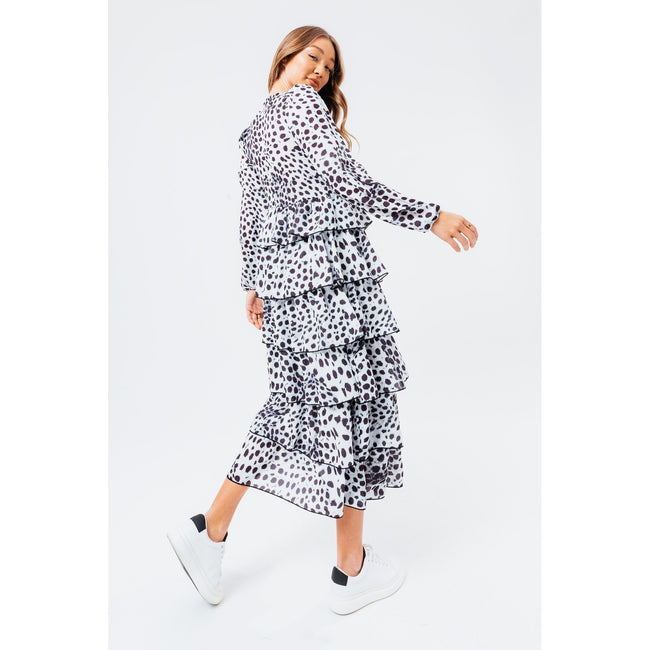 White-Black - Side - Hype, Hype Womens-Ladies Dalmatian Midi Dress