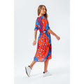 Blue-Orange-Navy - Side - Hype Womens-Ladies Floral Slice Dress