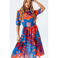 Blue-Orange-Navy - Lifestyle - Hype Womens-Ladies Floral Slice Dress