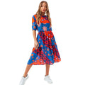 Blue-Orange-Navy - Front - Hype Womens-Ladies Floral Slice Dress