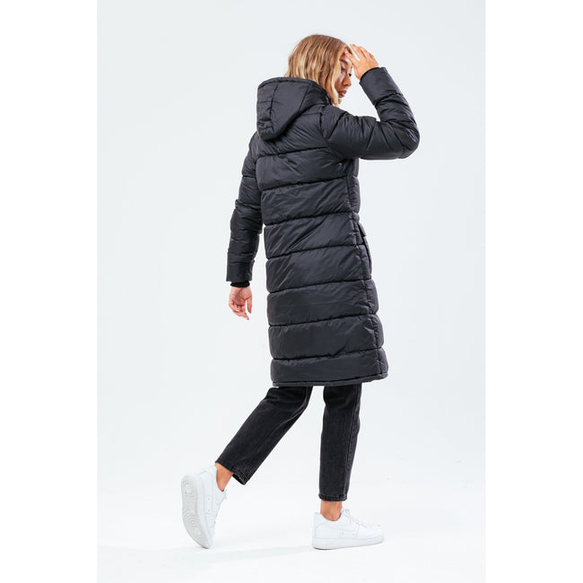 Black - Close up - Hype Womens-Ladies Longline Parka Jacket