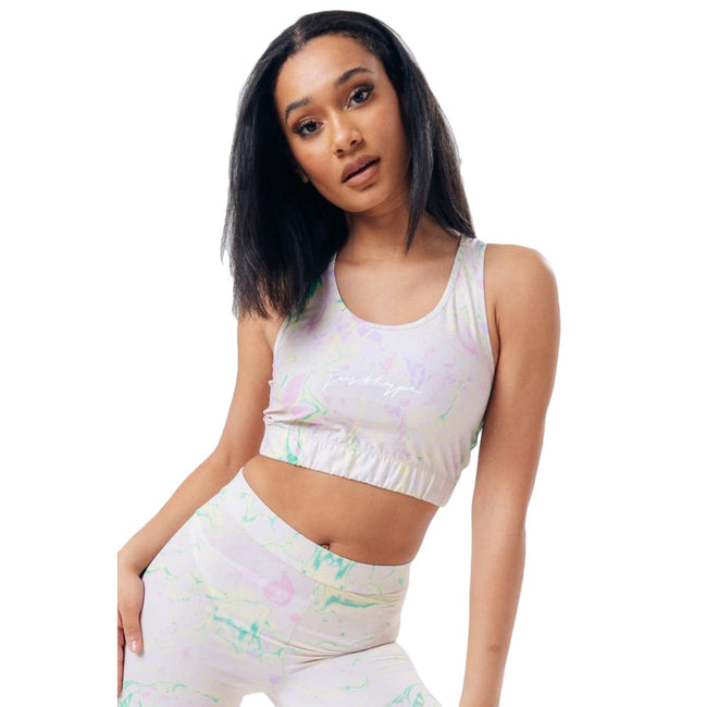Light Pink-Yellow-Green - Front - Hype Womens-Ladies Marble Bralette
