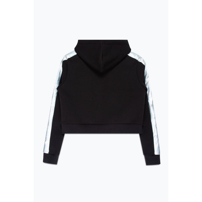 Black-White - Pack Shot - Hype Childrens-Kids Holo Logo Nerf Crop Hoodie