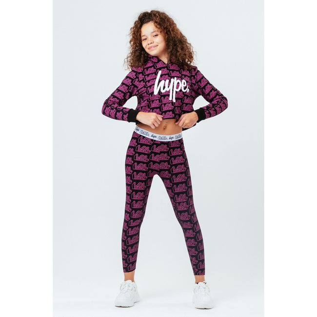Black-Pink - Back - Hype Girls Logo LOL Surprise Crop Hoodie