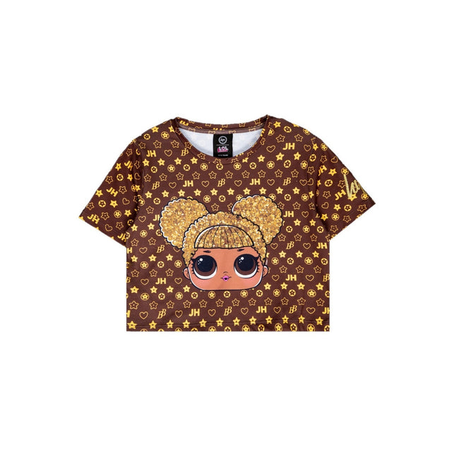 Brown - Front - Hype Girls Queen Bee LOL Surprise Crop T-Shirt