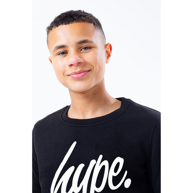 Black - Close up - Hype Childrens-Kids Script Sweatshirt