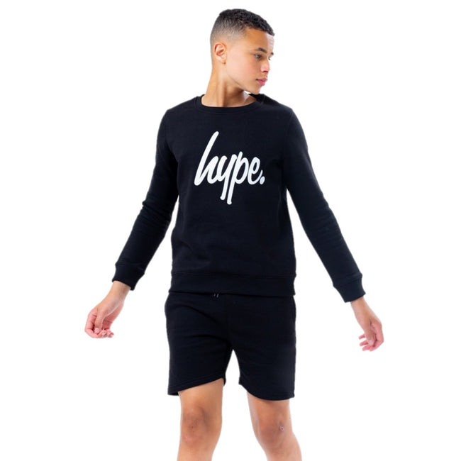 Black - Front - Hype Childrens-Kids Script Sweatshirt