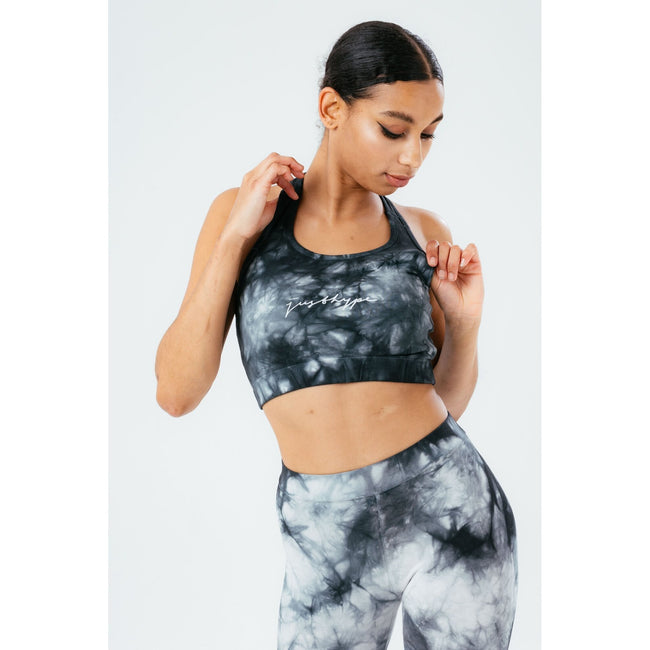 Black-White - Back - Hype Womens-Ladies Mono Dye Bralette