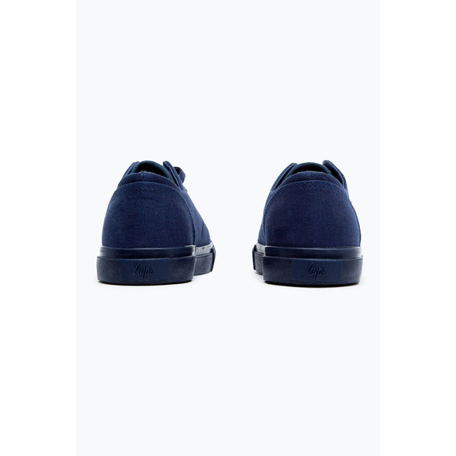 Navy - Side - Hype Childrens-Kids Pump Trainers