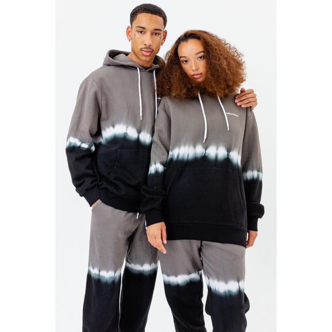 Grey-Black - Back - Hype Unisex Adult Tie Dye Continu8 Oversized Hoodie