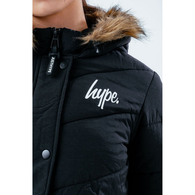 Black - Pack Shot - Hype Girls Fitted Parka