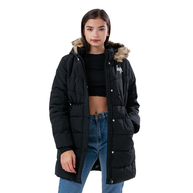 Black - Front - Hype Girls Fitted Parka