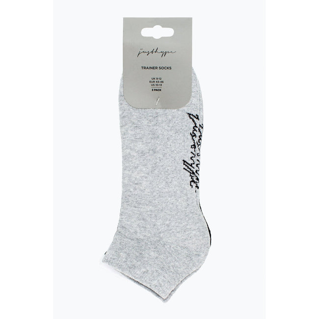 White-Black-Grey - Back - Hype Mens Monotone Trainer Socks (Pack of 3)