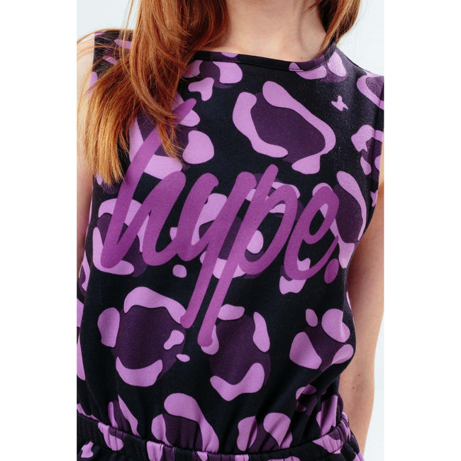 Purple - Lifestyle - Hype Girls Leopard Print Jumpsuit