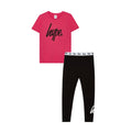 Pink-Black - Front - Hype Childrens-Kids T-Shirt And Leggings Set