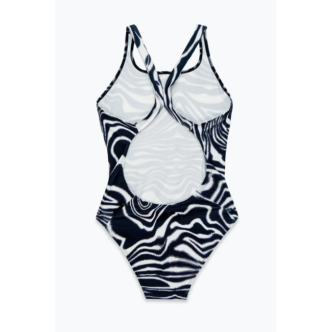 Black-White - Lifestyle - Hype Womens-Ladies Wave One Piece Swimsuit