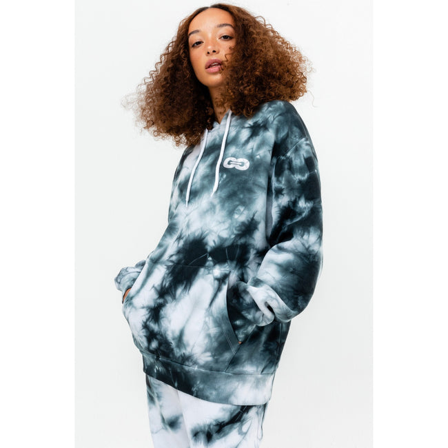 Black - Side - Hype Unisex Adult Tie Dye Continu8 Oversized Hoodie