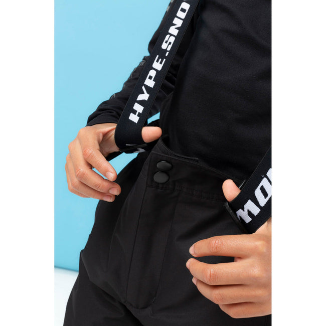 Black - Close up - Hype Childrens-Kids Snow Ski Trousers