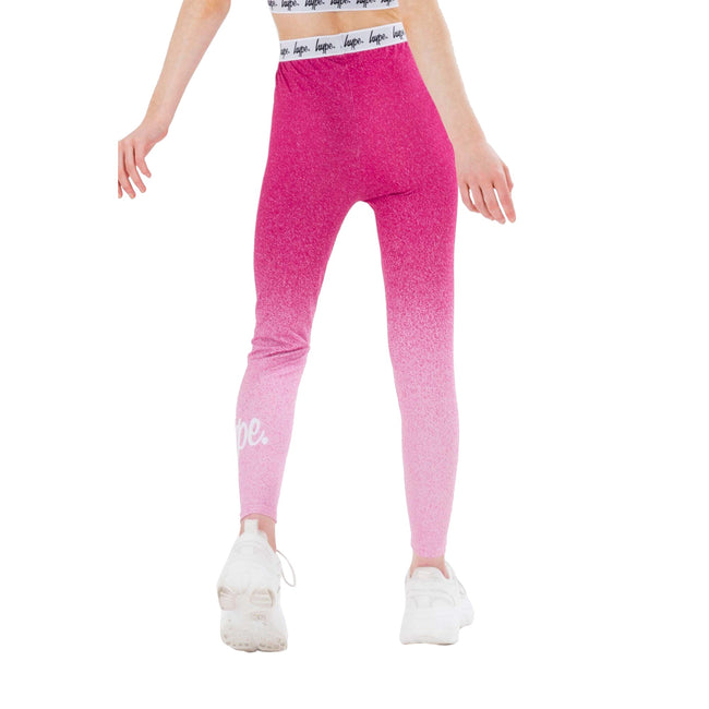 Pink-White - Back - Hype Girls Speckle Fade Leggings