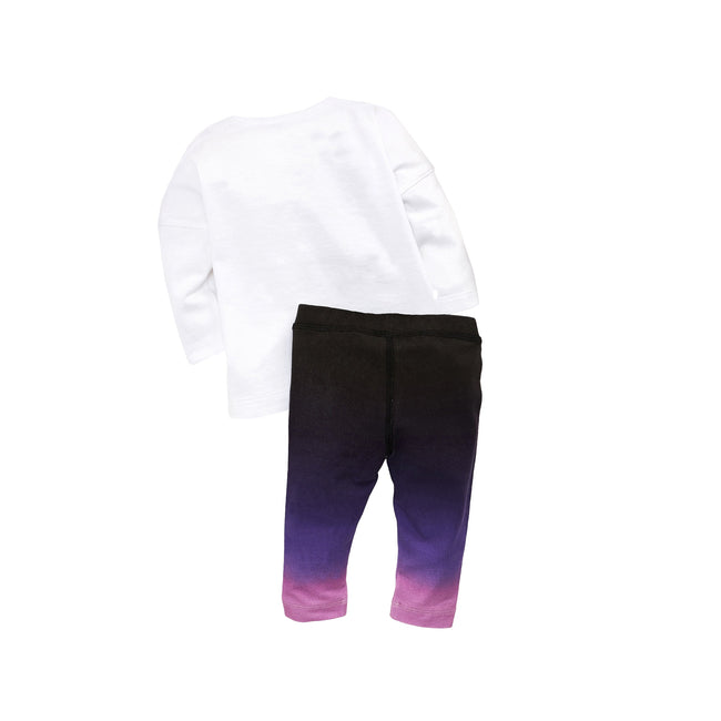 Pink-Purple-White - Back - Hype Baby Girls Ombre T-Shirt And Leggings Set
