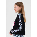 Ice Blue-Black-Pink - Side - Hype Girls Leopard Print Crop Top