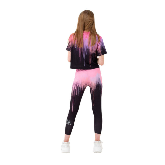 Pink-Black-Silver - Side - Hype Girls Drips Crop T-Shirt