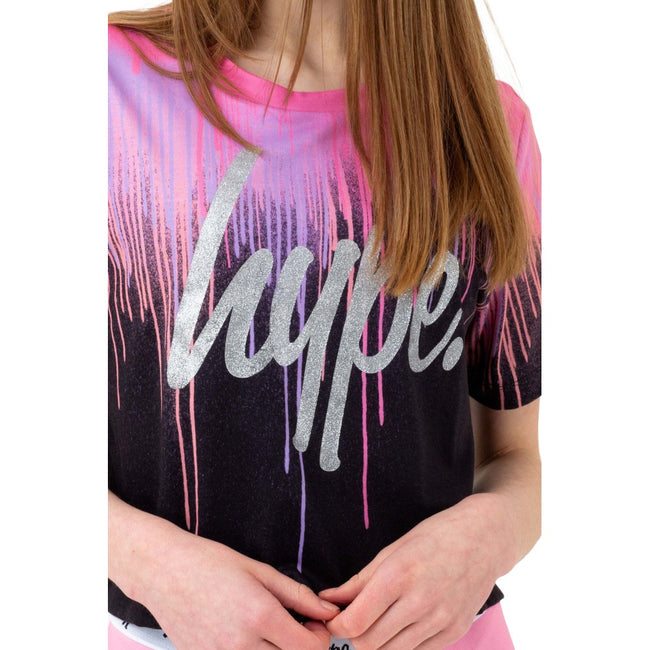 Pink-Black-Silver - Lifestyle - Hype Girls Drips Crop T-Shirt