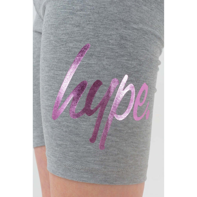 Grey-Pink - Lifestyle - Hype Girls Princess Script Cycling Shorts