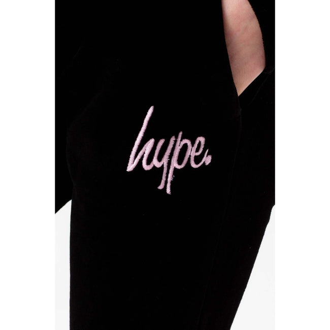 Black - Pack Shot - Hype Girls Velour Jogging Bottoms