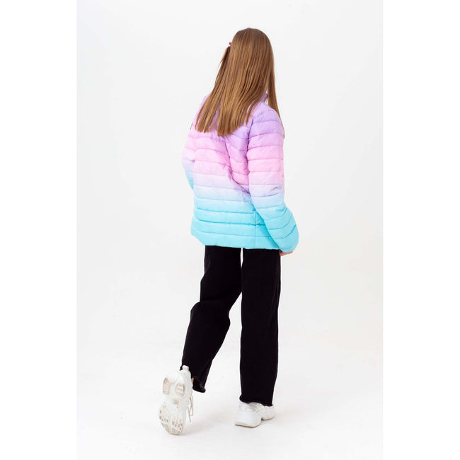 Purple-Pink-Blue - Pack Shot - Hype Girls Mykonos Fade Lightweight Padded Jacket