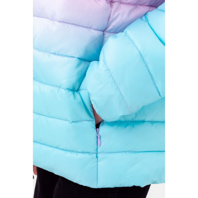 Purple-Pink-Blue - Close up - Hype Girls Mykonos Fade Lightweight Padded Jacket